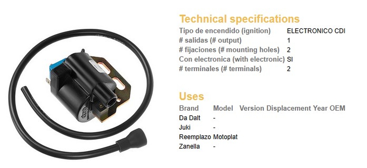 DZE ignition coil MOTOPLAT