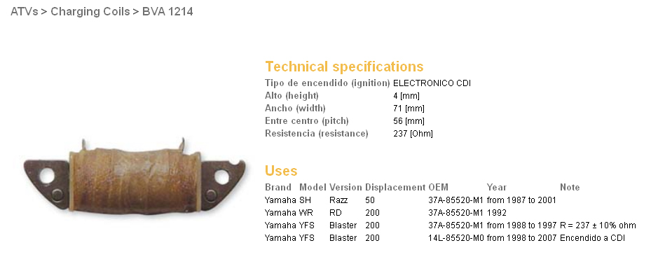 DZE cívka vinutí YAMAHA DT 125LC 86-87; DT 200; WR 200RD 92; YFS 200 BLASTER 88-07