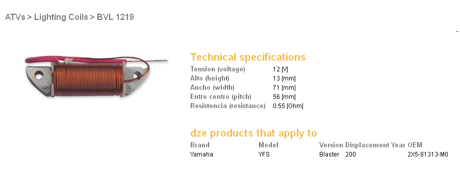Levně DZE cívka nabíjení YAMAHA YFS 200 BLASTER (2X5-81313-MO) (DZE cívka nabíjení YAMAHA YFS 200 BLASTER (2X5-81313-MO))