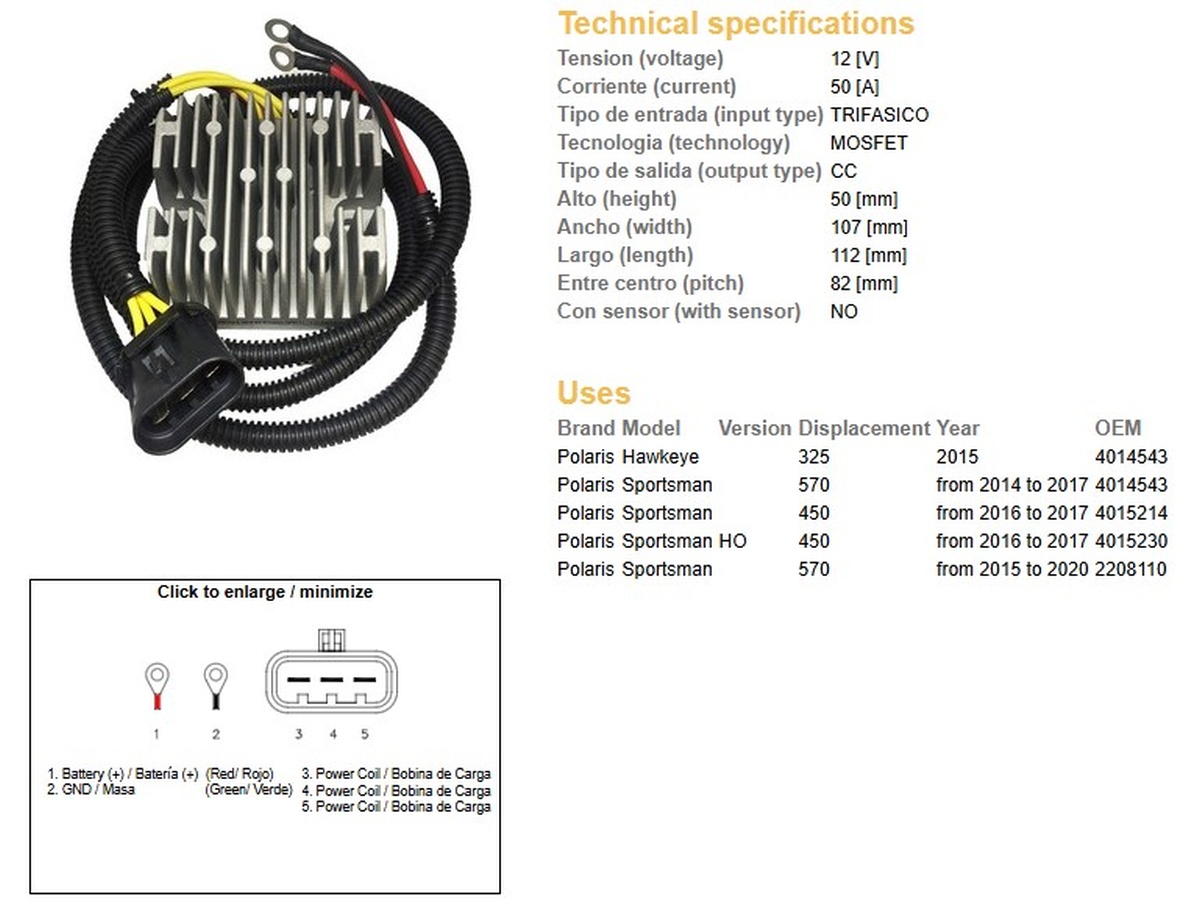 DZE regulátor napětí POLARIS SPORTSMAN 450 16-17; 570 14-20…