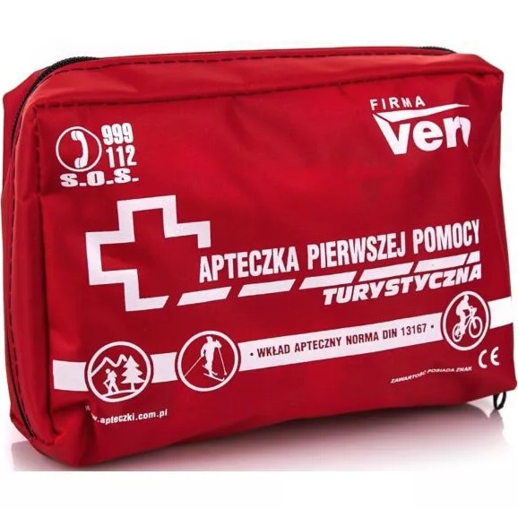 BIKETEC travel first aid kit complete (DIN13167) color red