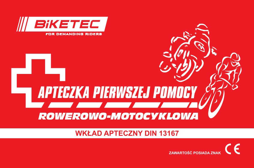 BIKETEC lékárnička motocyklovo-cyklistická kompletní (DIN13167) barva červená