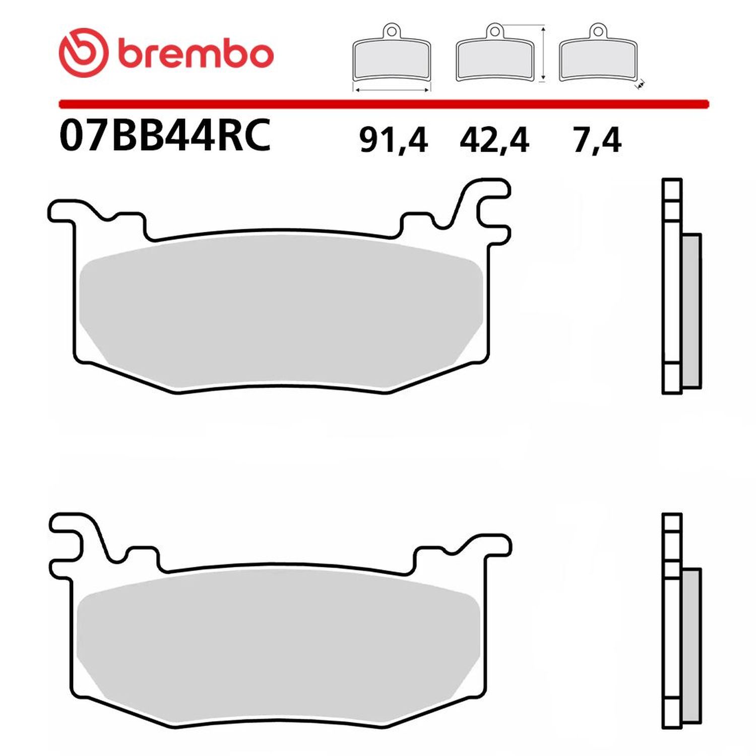 BREMBO závodní brzdové destičky RACING CARBON CERAMIC RC (polokovové) APRILIA RSV4 / FACTORY '25, DUCATI PANIGALE V4 / STREETFIGHTER V4 '25-'26, KTM RC 990 R '26, MV AGUSTA BRUTALE 931 '26, NORTON MANX 1200 '26