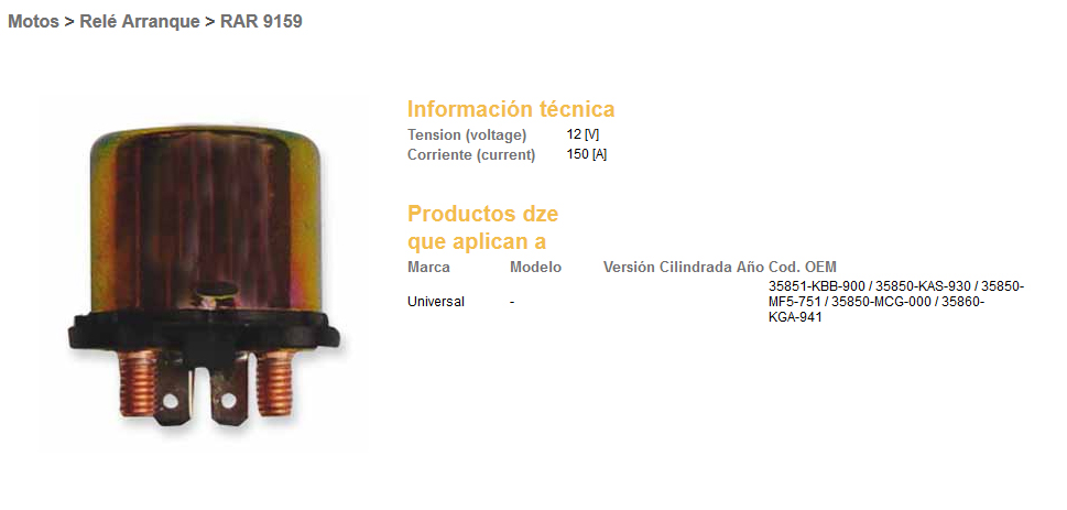 Starter relay of pull starter universal ( DZE ELEKTRYKA 09159-01
