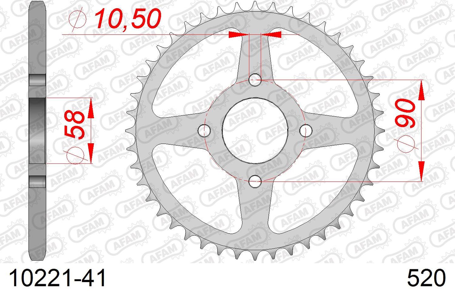 AFAM řetězové kolečko zadní 279 41 HONDA VT 125C '99-'07 (JTR273.41) (řetěz 520)