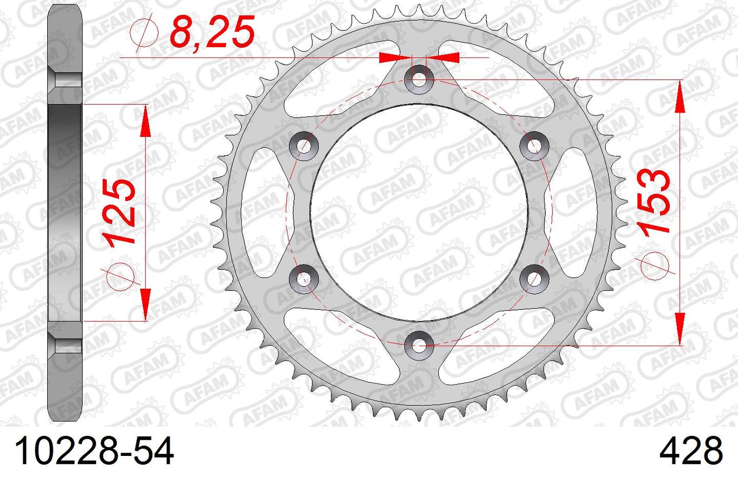 AFAM řetězové kolečko zadní 4547 54 HONDA XR 125L '03-'07 (JD19) (JTR1258.54) (řetěz 428)