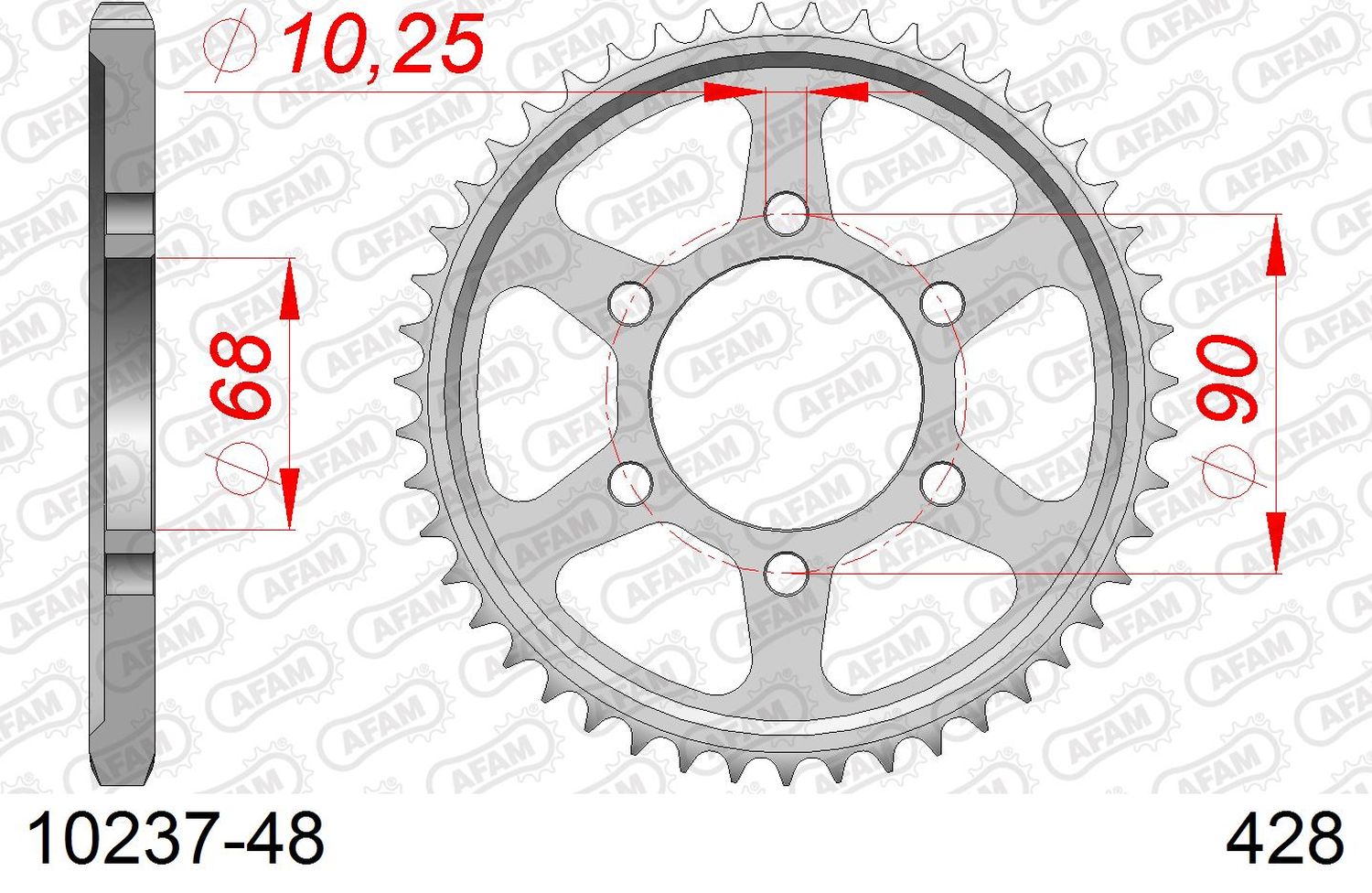 AFAM řetězové kolečko zadní 4733 48 HONDA CB 125R '18-'21 (JTR1222.48) (řetěz 428)