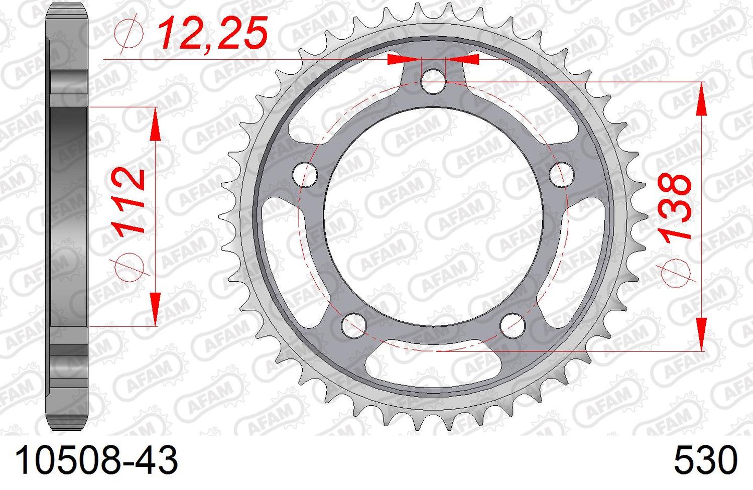 AFAM řetězové kolečko zadní 408 43 HONDA CBR 600F '91-'96, CBF 1000 '06-'10 (SC58) (JTR302.43) (řetěz 530)