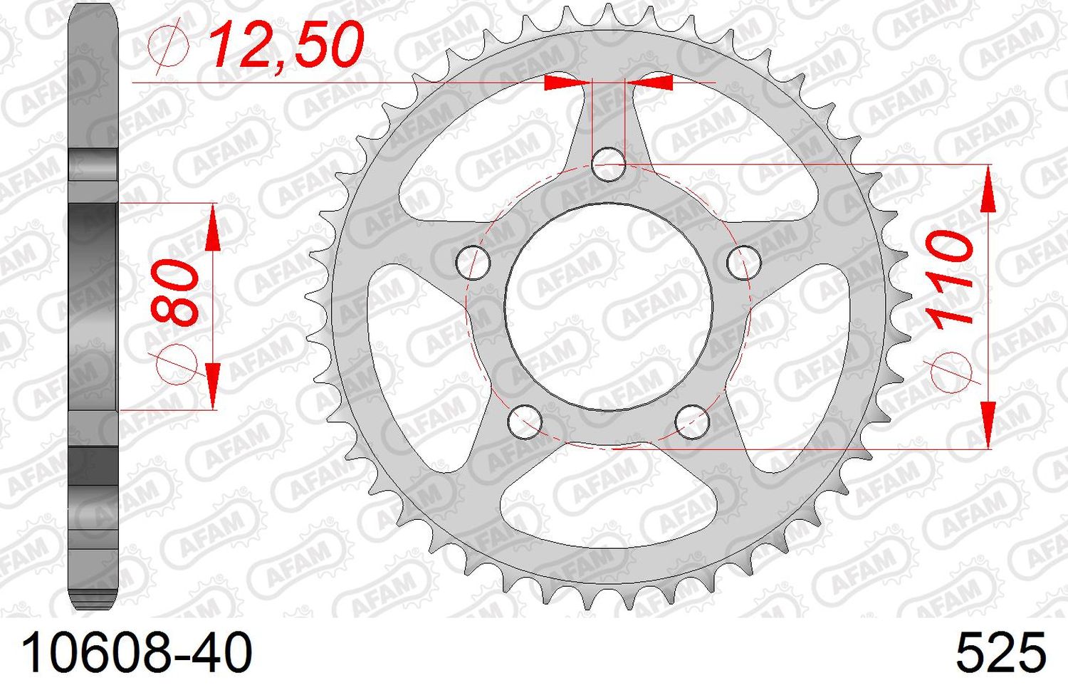 AFAM rear sprocket 4350 40 HONDA CB 500 '94-'03, CB 750F '93-'03 (JTR1332.40) (chain 525)