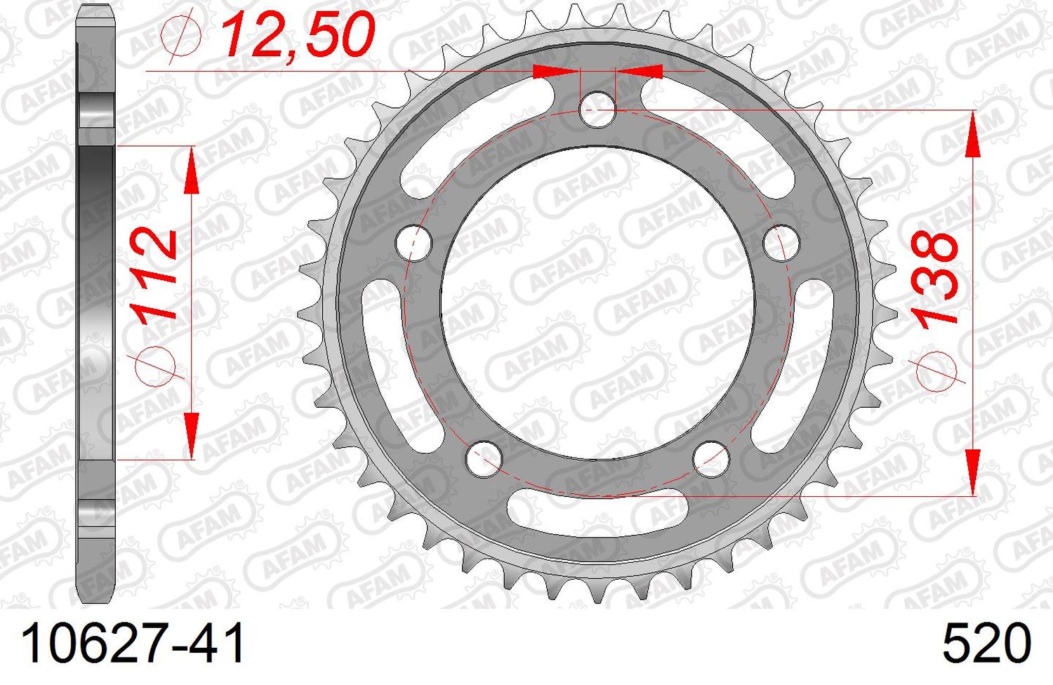 AFAM řetězové kolečko zadní 4384 41 HONDA CB 500F/X '13-'19, CBR 500R '13-'21 (JTR1316.41) (řetěz 520)