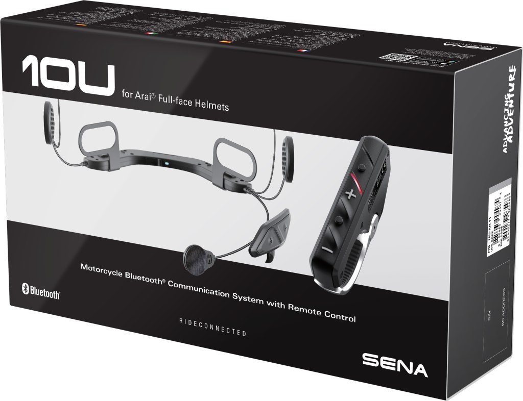 SENA interkom motocyklový 10U BLUETOOTH 4.1 do 1600M s FM rádiem a dálkovým ovládáním SC-4B-01 do přilby ARAI (INTEGRALNE) ( 1 sada ) (EL) (10U-AR-11)