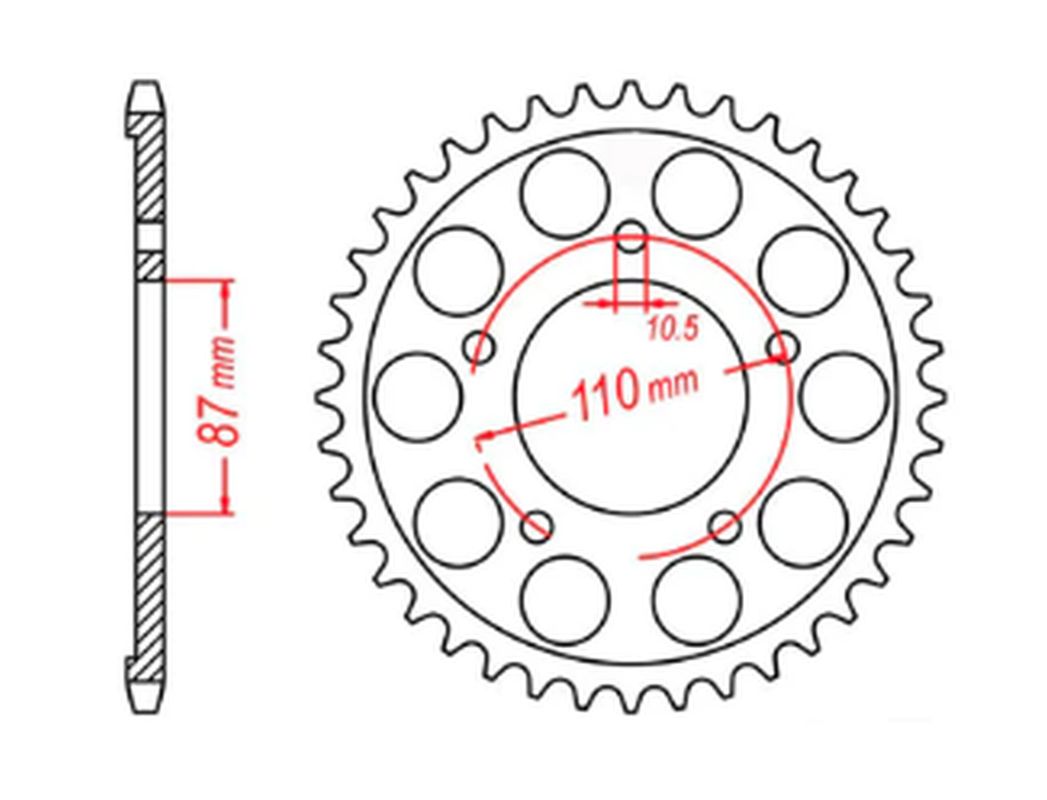 MTX PARTS řetězové kolečko zadní 828 45 SUZUKI SV 650 99-13 (JTR807.45) (řetěz 525)