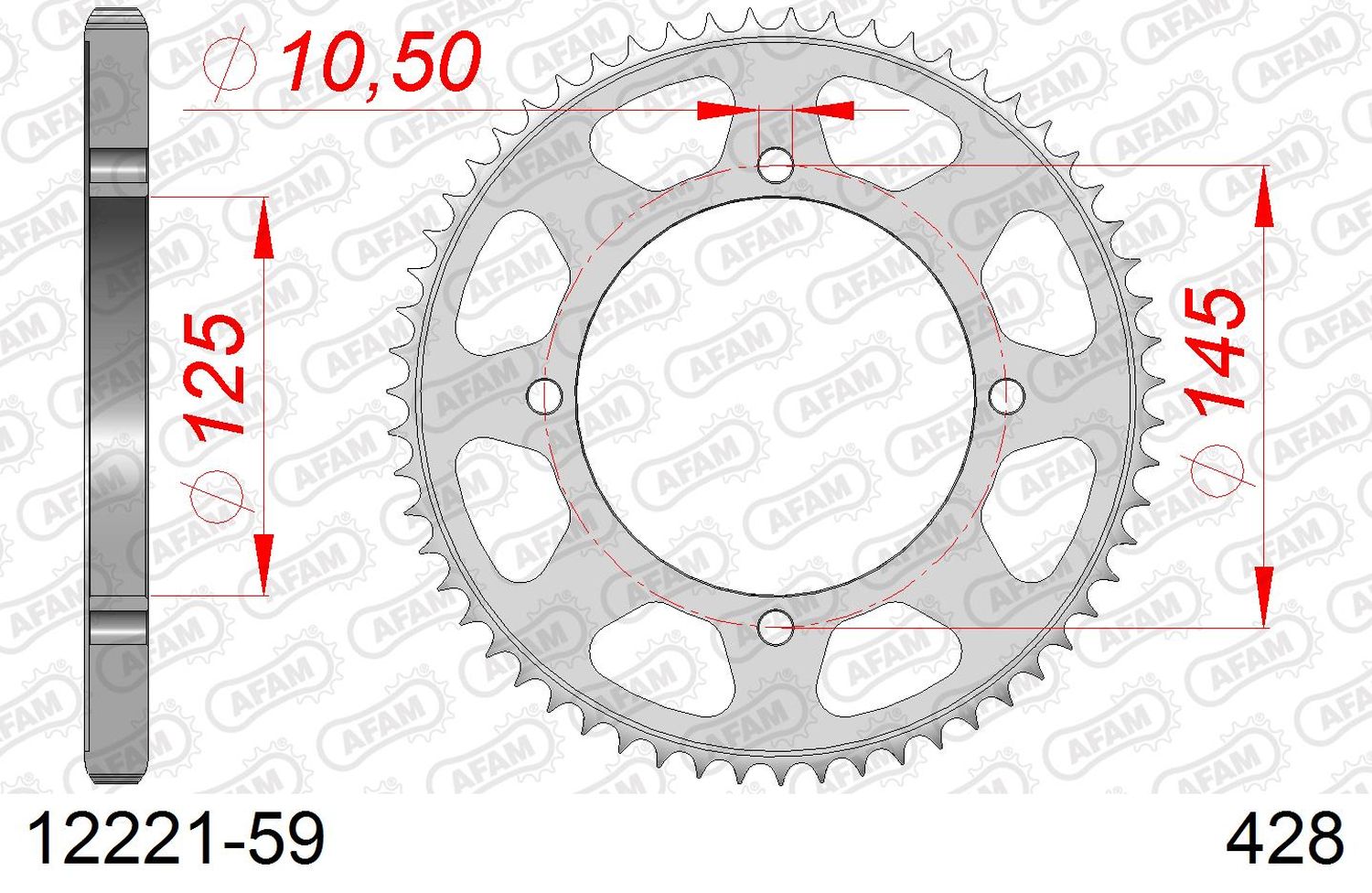 AFAM řetězové kolečko zadní 4482 59 YAMAHA XVS 125 DRAG STAR '00-04, XVS 250 DRAG STAR '01-04' (JTR1874.59) (řetěz 428)