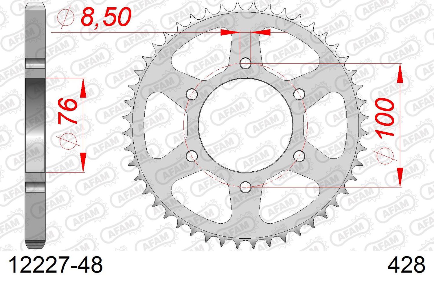 AFAM rear sprocket 4513 48 YAMAHA YZF 125R '08-'18, MT 125 15-19 (JTR1844.48) (chain 428)