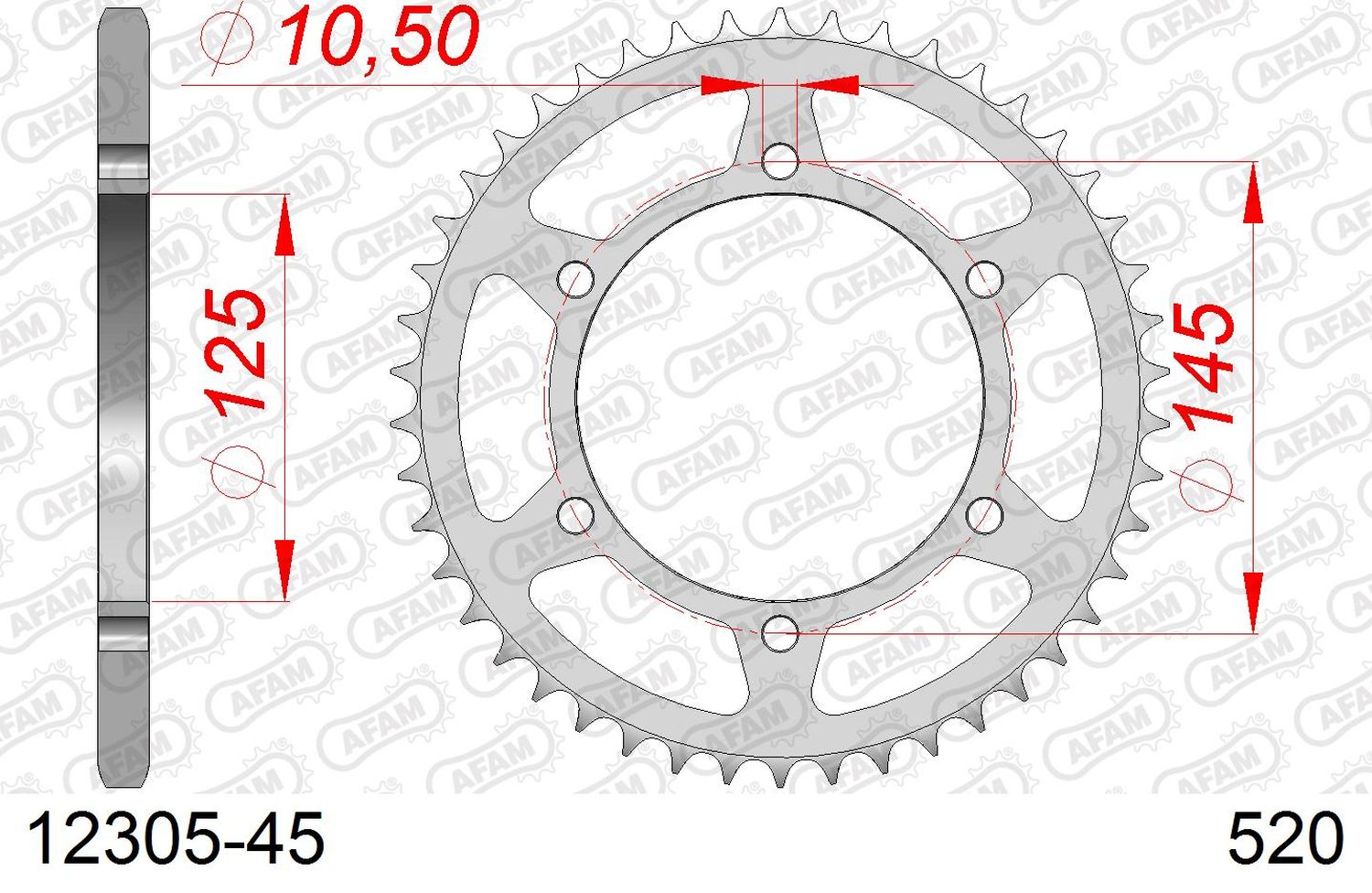AFAM řetězové kolečko zadní 866 45 YAMAHA XT 660 R/X 04-14, XT 600Z 08-12 (JTR855.45) (řetěz 520)