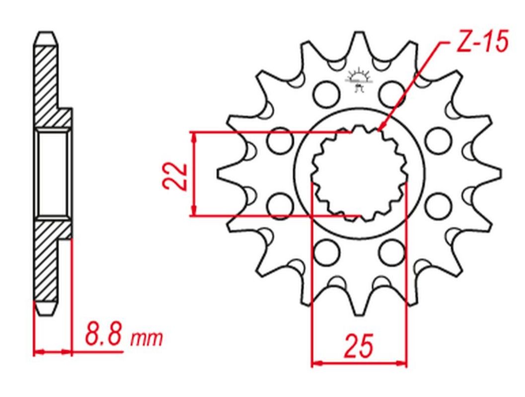 GROSSKOPF řetězové kolo přední 1248 12 (124812) BETA 12-25, KTM 86-25, HUSQVARNA 14-25, HUSABERG 09-14, GASGAS 20-25, (JTF1901.12) (řetěz 520)