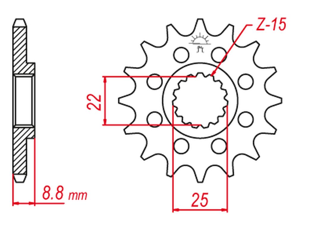 GROSSKOPF řetězové kolo přední 1248 13 (124813) BETA 12-25, KTM 86-25, HUSQVARNA 14-25, HUSABERG 09-14, GASGAS 20-25, (JTF1901.13) (řetěz 520)