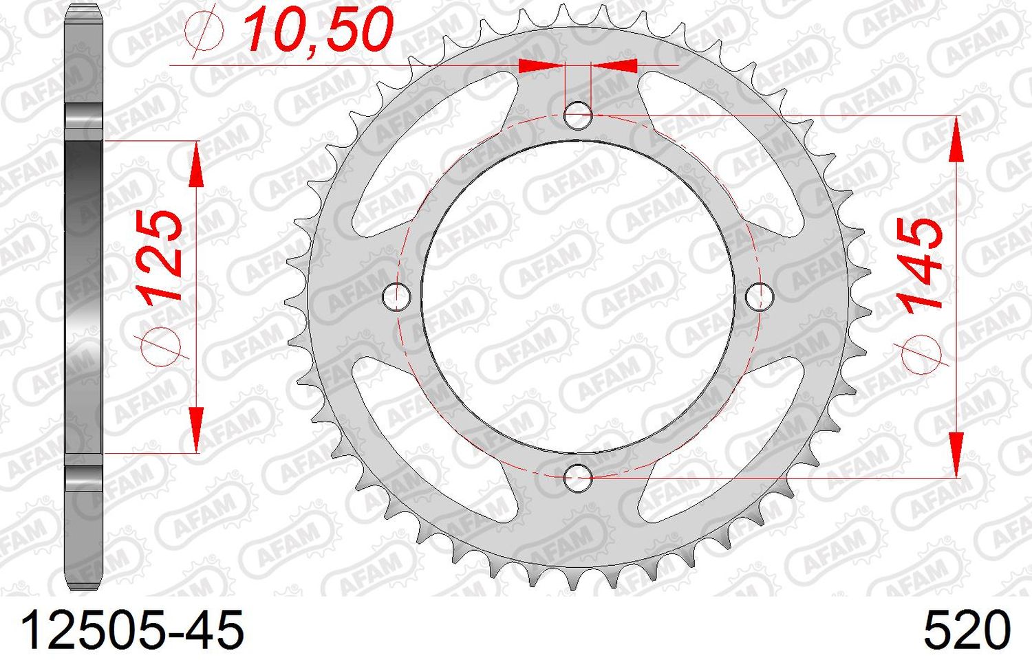 AFAM zadní řetězové kolečko 857 45 YAMAHA XT 600E '90-03, XT 660Z TENERE '91-00 (JTR857.45) (řetěz 520)
