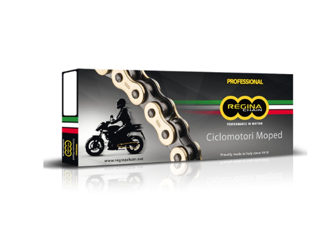 REGINA hnací řetěz 428EB-ORO (122 článků) STREET do 125 ccm zlatá (126EB-ORO/015) (bez O-kroužků)