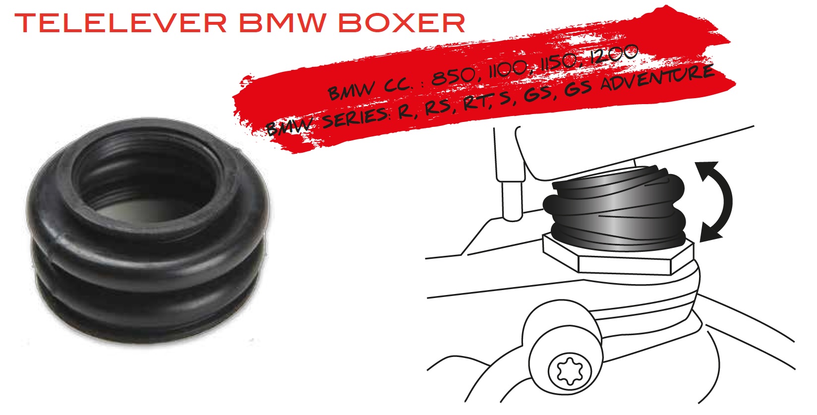 ARIETE kryt kolíčku kyvného ramene TELELEVER BMW R/RS/RT/S/GS 850/1100/1150/1200
