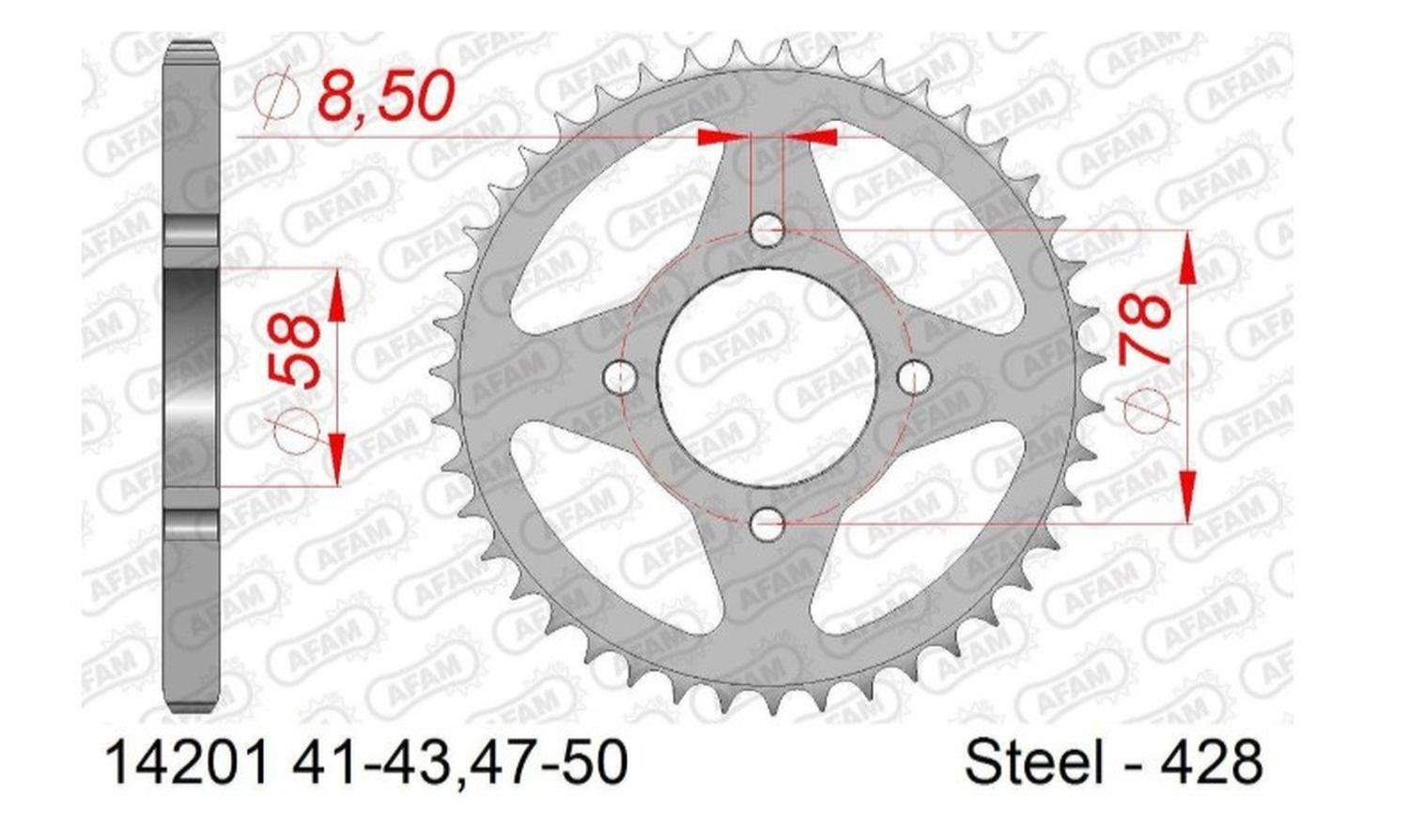 AFAM zadní řetězové kolečko 810 48 SUZUKI RG 80 88-93, HYOSUNG 125 (řetěz 428) (JTR810.48)