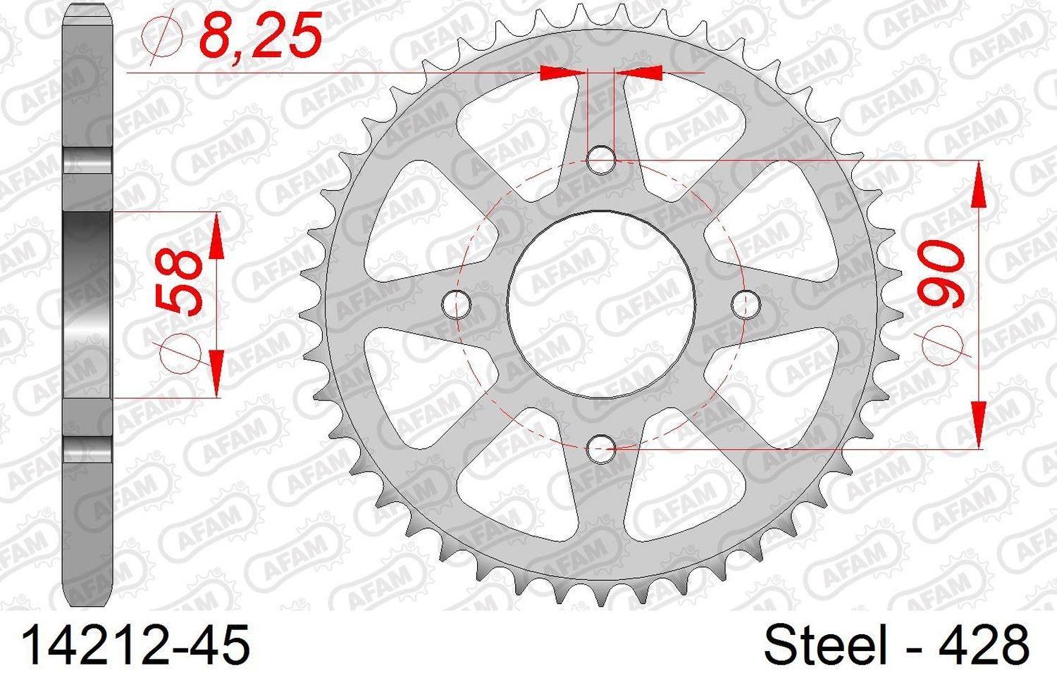 AFAM rear sprocket 4669 45 SUZUKI GSXR 125 17-18, GSX 125 S 17-18 (chain 428) (bolt hole 8.5mm) (JTR803.45)