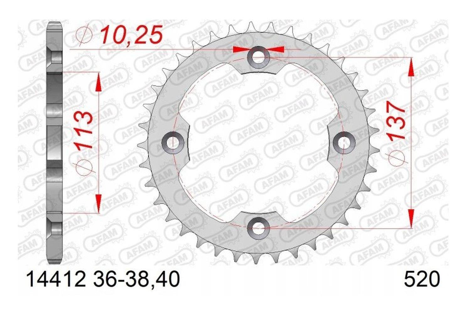 AFAM zadní řetězové kolečko 4509 36 SUZUKI LTR 450 '06-'10 (řetěz 520) (JTR1760.36)