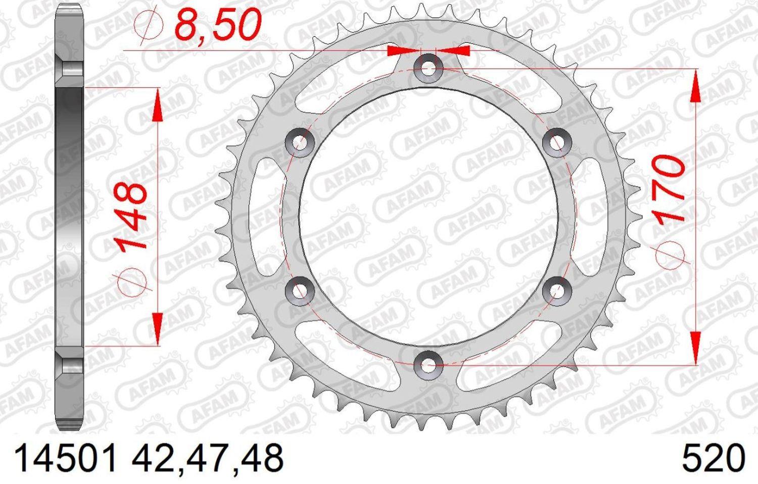 AFAM zadní řetězové kolečko 804 42 SUZUKI DR 600 (85-89), DR 650 (90-95) (řetěz 520) (JTR828.42)