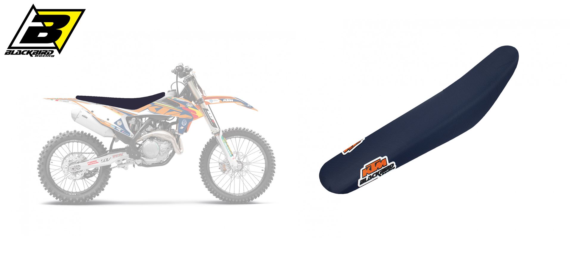 BLACKBIRD potah sedla KTM SX/SXF 19-22, EXC 20-23 STEALTH barva černá žlutá (BLACKBIRD potah sedla KTM SX/SXF 19-22, EXC 20-23 STEALTH barva černá)