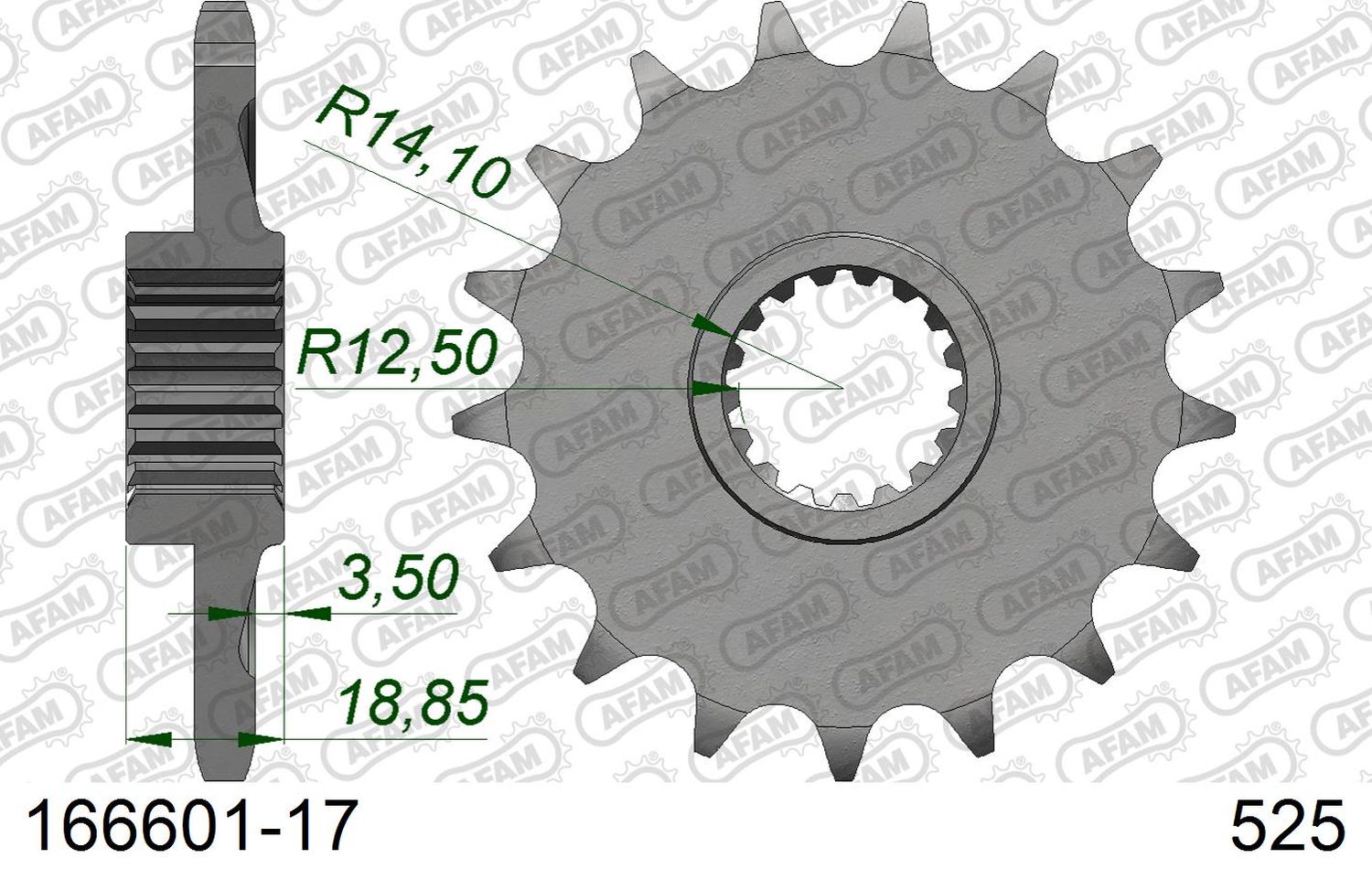 AFAM přední pastorek 2078 17 zubů BMW F 650/700/800 GS (JTF704.17) (řetěz 525)