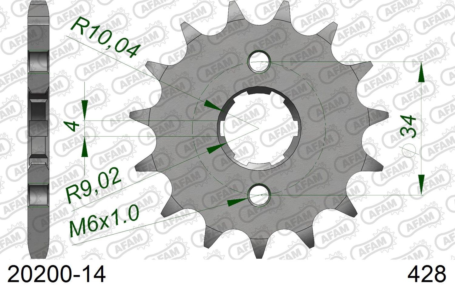 AFAM přední pastorek 259 14 zubů HONDA XL125S, DAELIM 125 (JTF259.14) (řetěz 428)