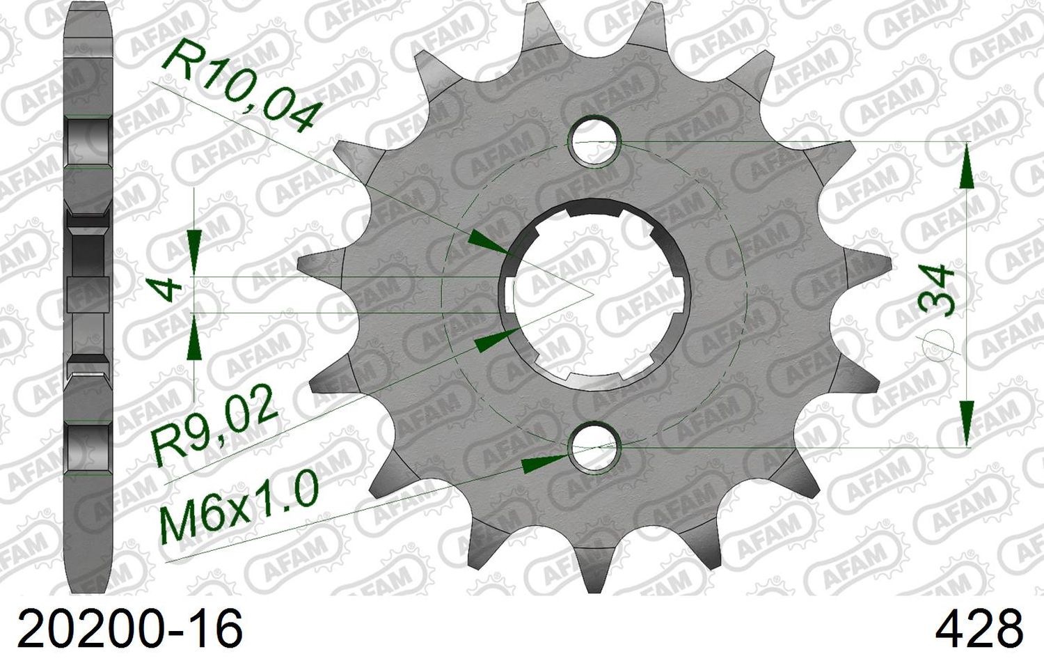 AFAM přední pastorek 259 16 zubů HONDA XL 125, NX 125 (JTF259.16) (řetěz 428)