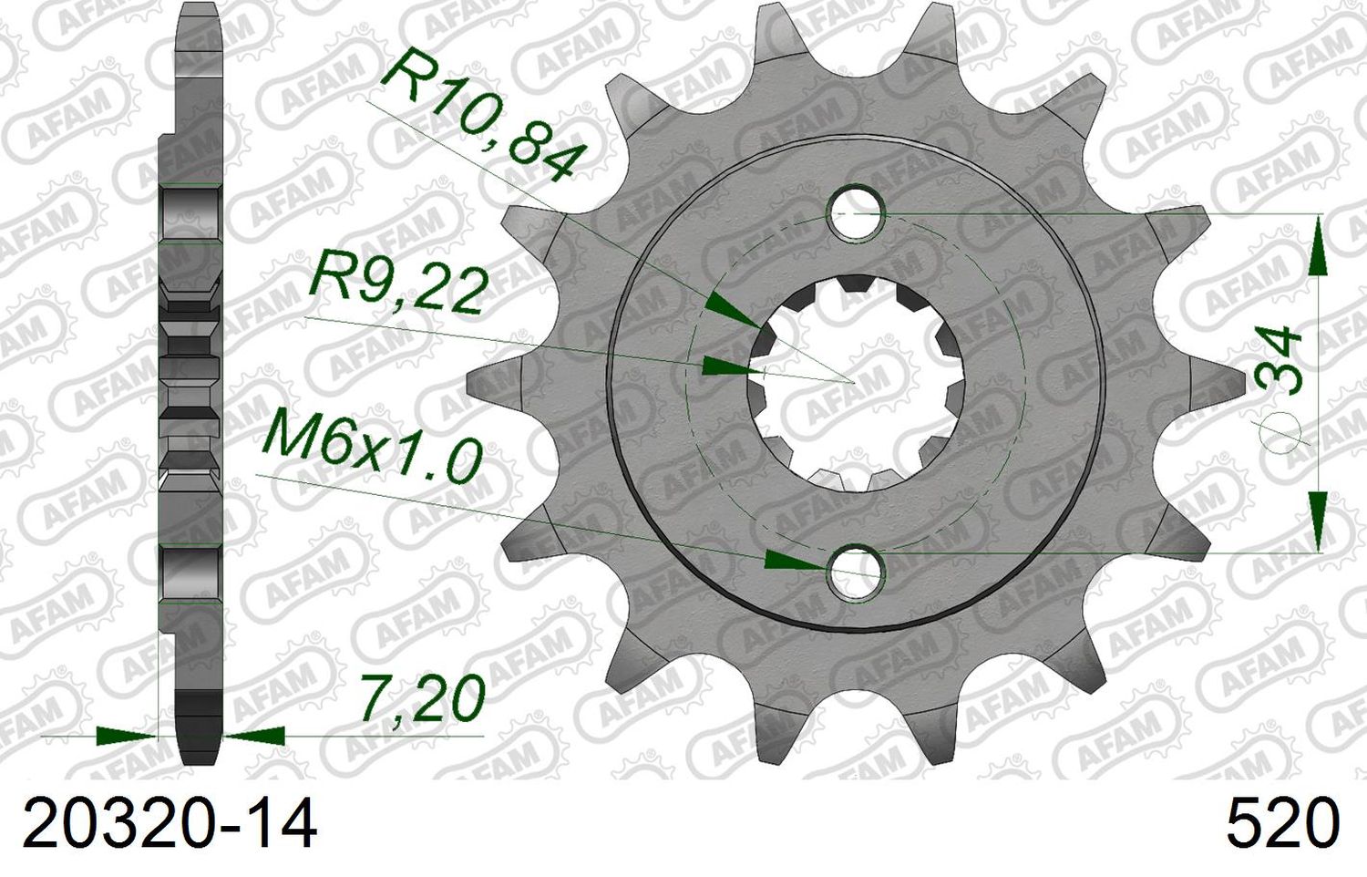 AFAM pastorek přední 2067 14 HONDA CRF 250L '13-'15 (JTF1321.14) (řetěz 520)