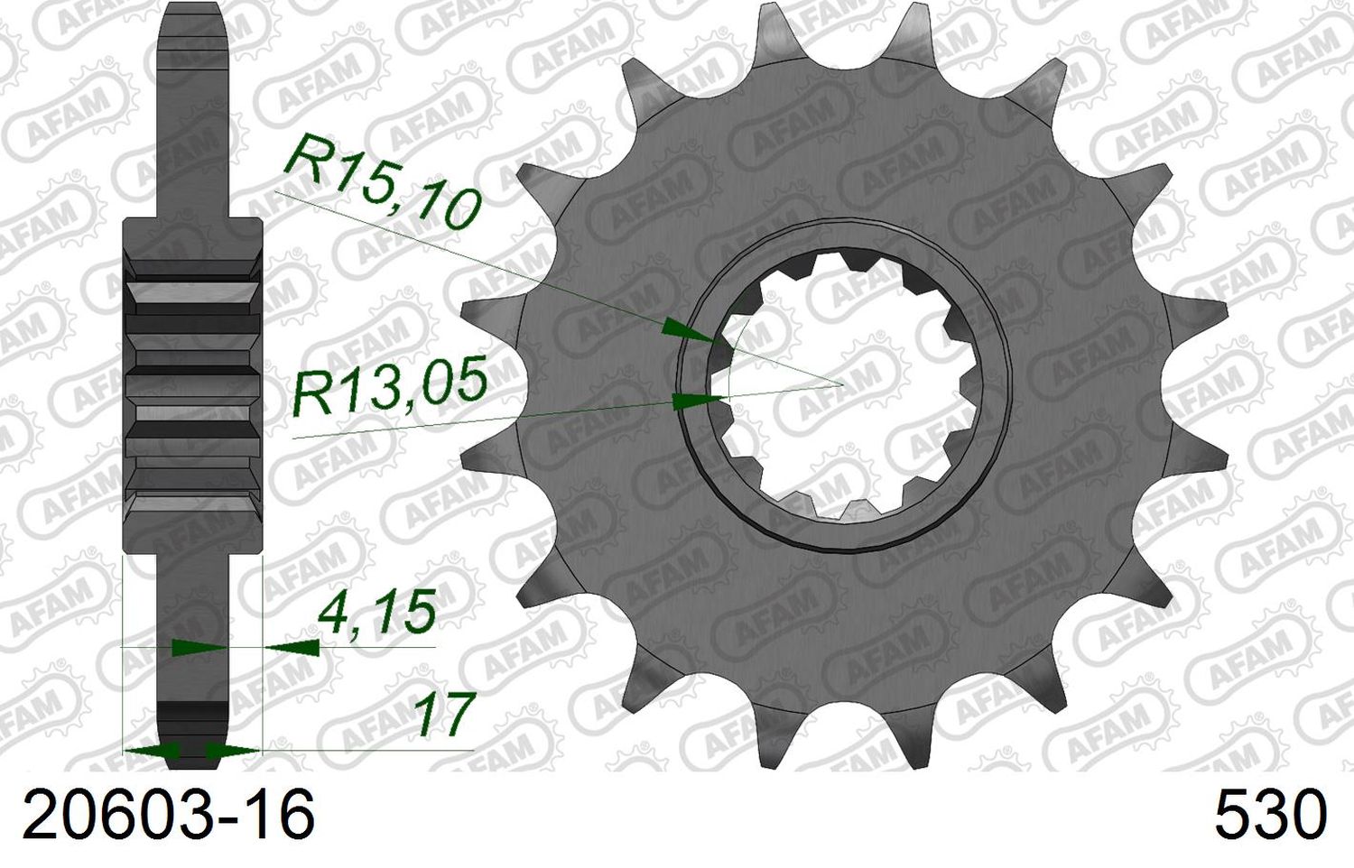 AFAM pastorek přední 347 16 HONDA CBR 1000RR '04-'16, CBF 1000, CBR 900/929/954 (JTF333.16) (řetěz 530)