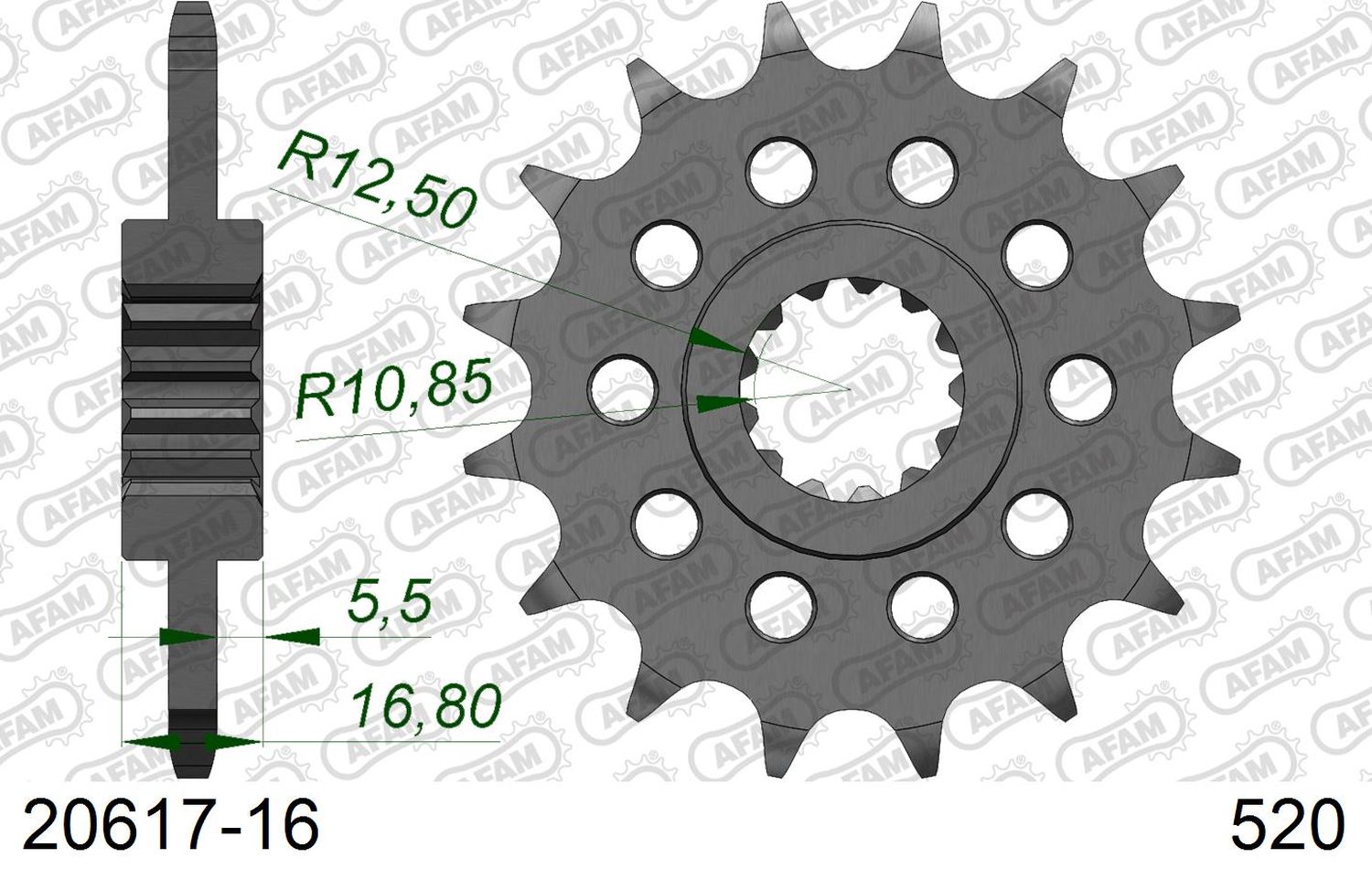 AFAM pastorek přední 2042 16 HONDA NC 750X/S/DCT '14-'15, INTEGRA 750 DCT '14-'15 (JTF1373.16) (řetěz 520)
