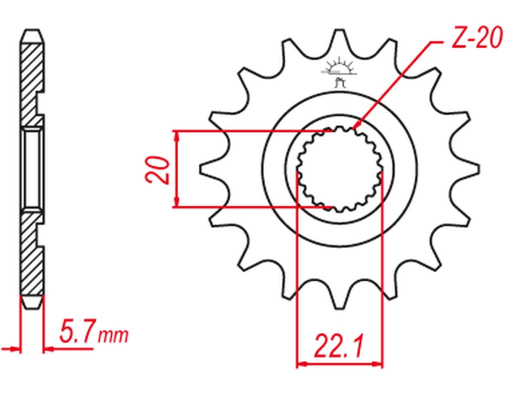 GROSSKOPF sprocket front 2103 13 (E250-13) (JTF1590.13) (210313G)