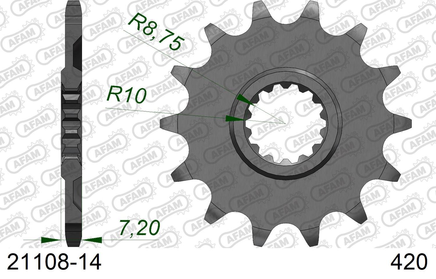 AFAM pastorek přední 2335 14 YAMAHA YZ 65 '18-24' (JTF1558.14) (řetěz 420)