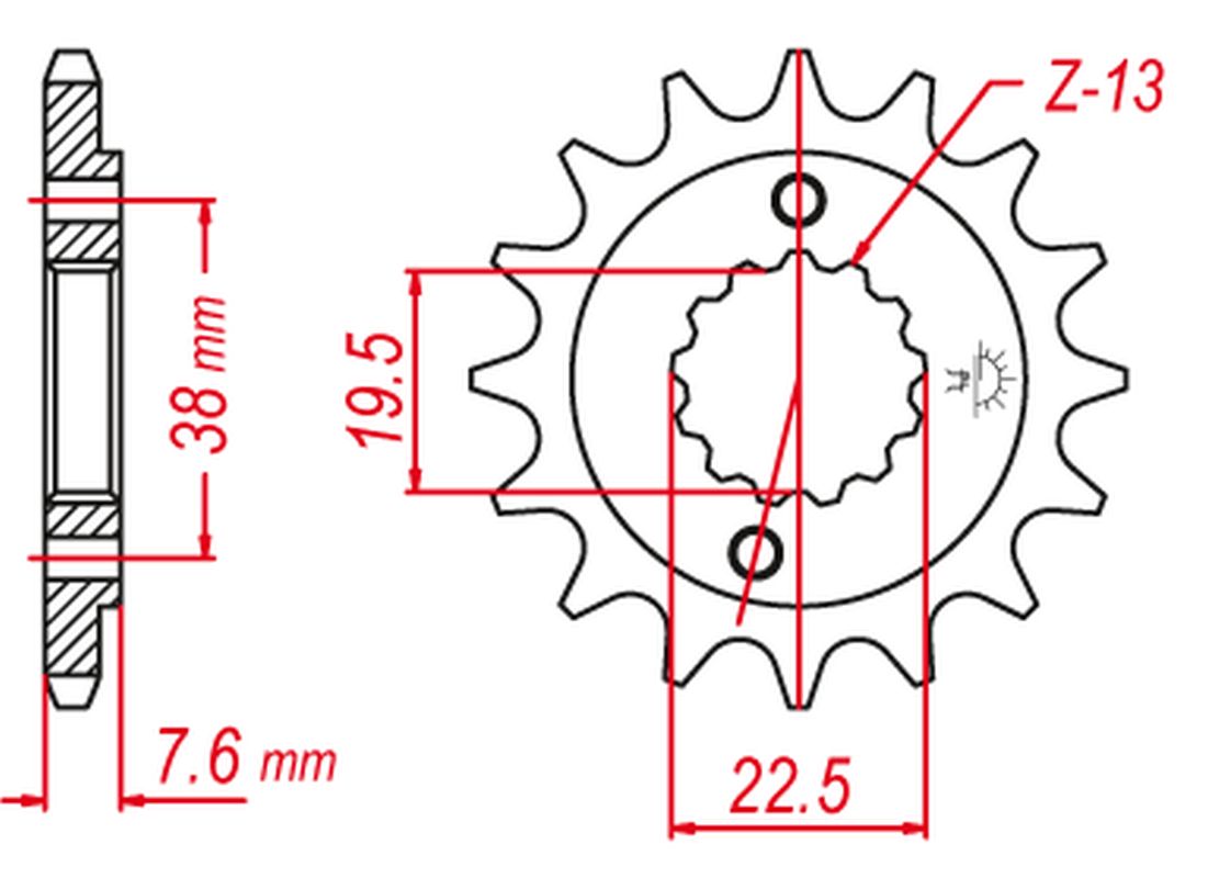 Sprocket front GROSSKOPF 211613G (JTF1401.13, -1)