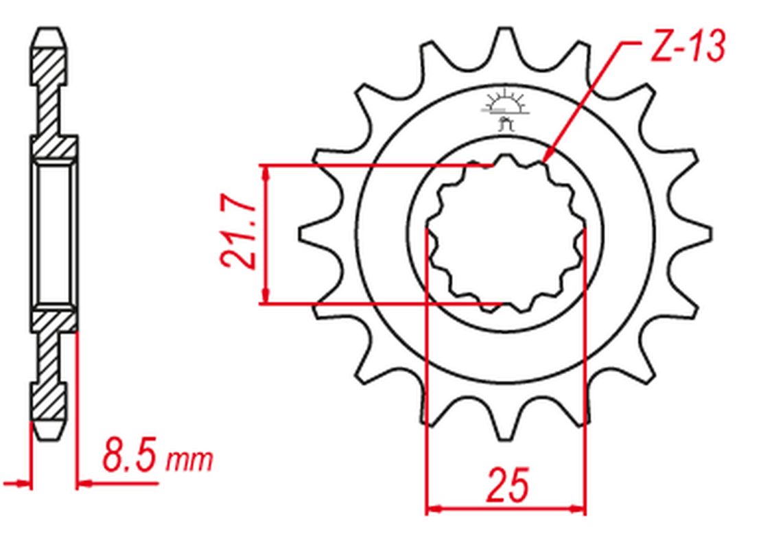 GROSSKOPF sprocket front 2137 161000 03-06, ZX-10R 04-20 (-1), ZX-10Rr 17-19 (-1), klv 1000 04-06 (-1) (JTF1537.16) (213716G)