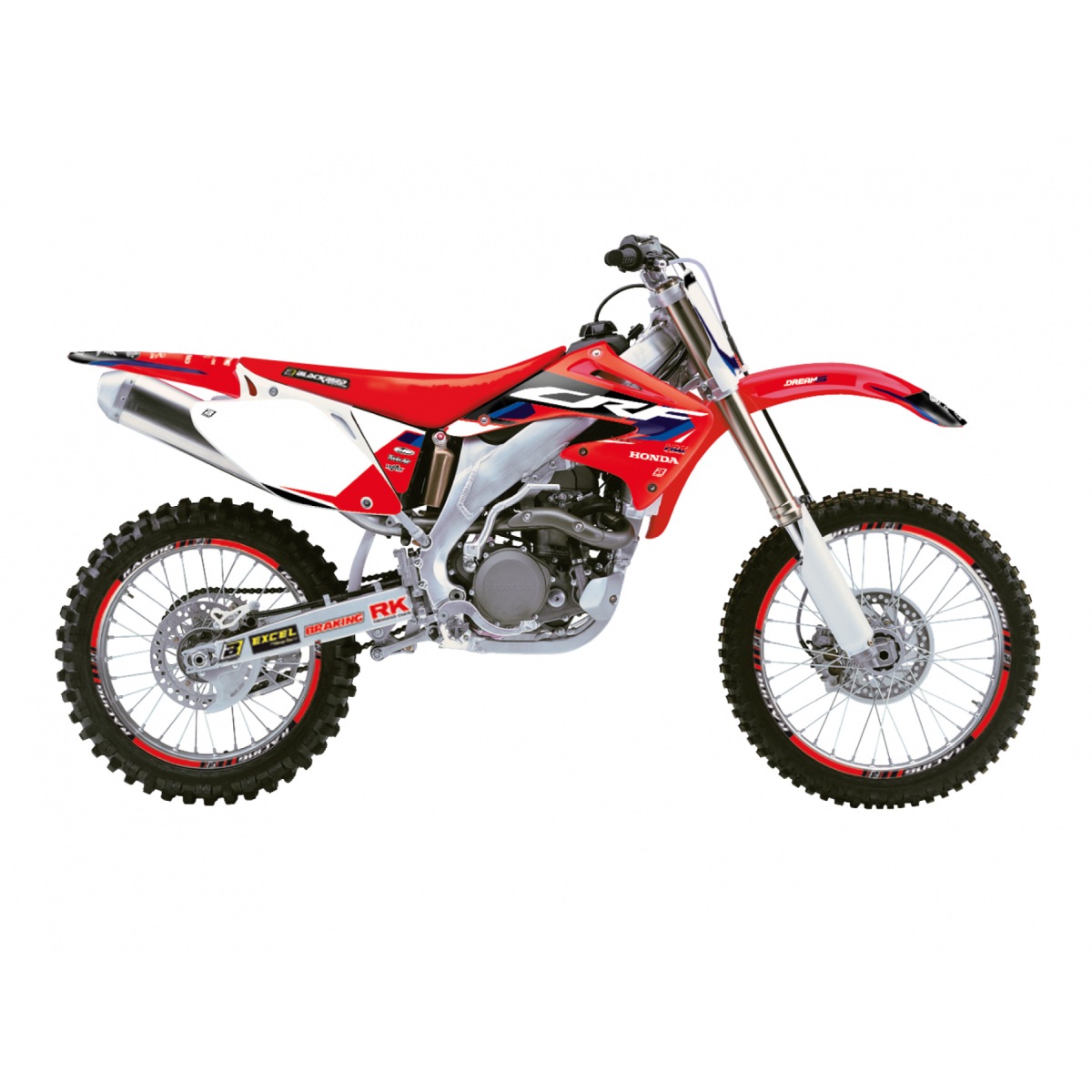 BLACKBIRD sada samolepek (dýhy) HONDA CRF 450R 02-04 DREAM 5 barva červená černá