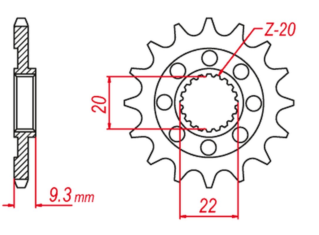 GROSSKOPF řetězové kolo přední 2146 13 KAWASAKI KXF 250 06-20 (JTF1446.13)