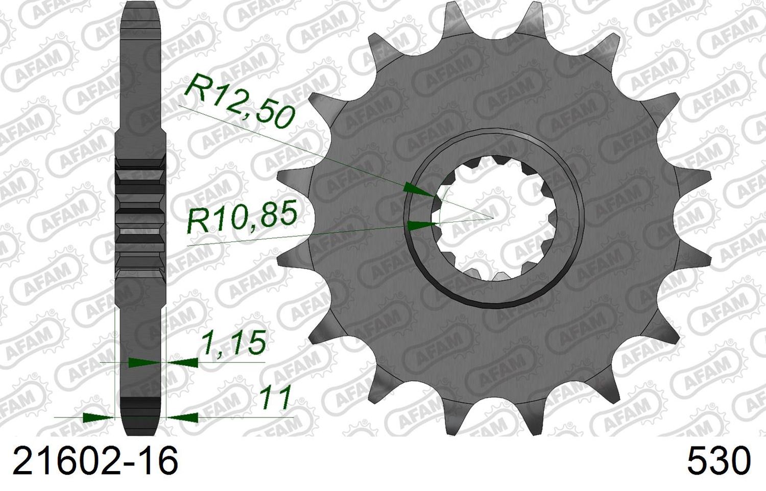 AFAM pastorek přední 580 16 YAMAHA FZ 6/R6/FZ750 (JTF580.16) (řetěz 530)