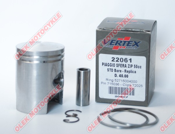 Piston VERTEX PIAGGIO,sphere,zip,quarz,free 41,60 mm (+1,60) ( 2715004160 x 2 pieces ) (22061160)