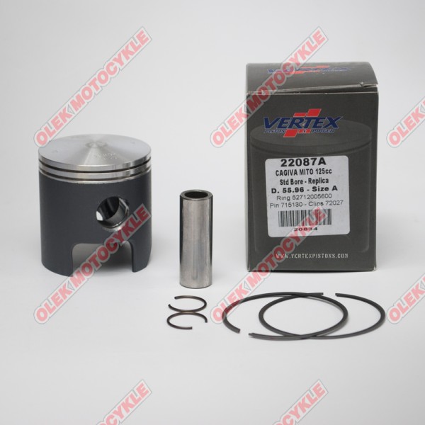 Piston VERTEX CAGIVA mito 125 -93, 99-07 (56,00mm) (convex bottom) (2712005600 x 2 pieces) (22087E)