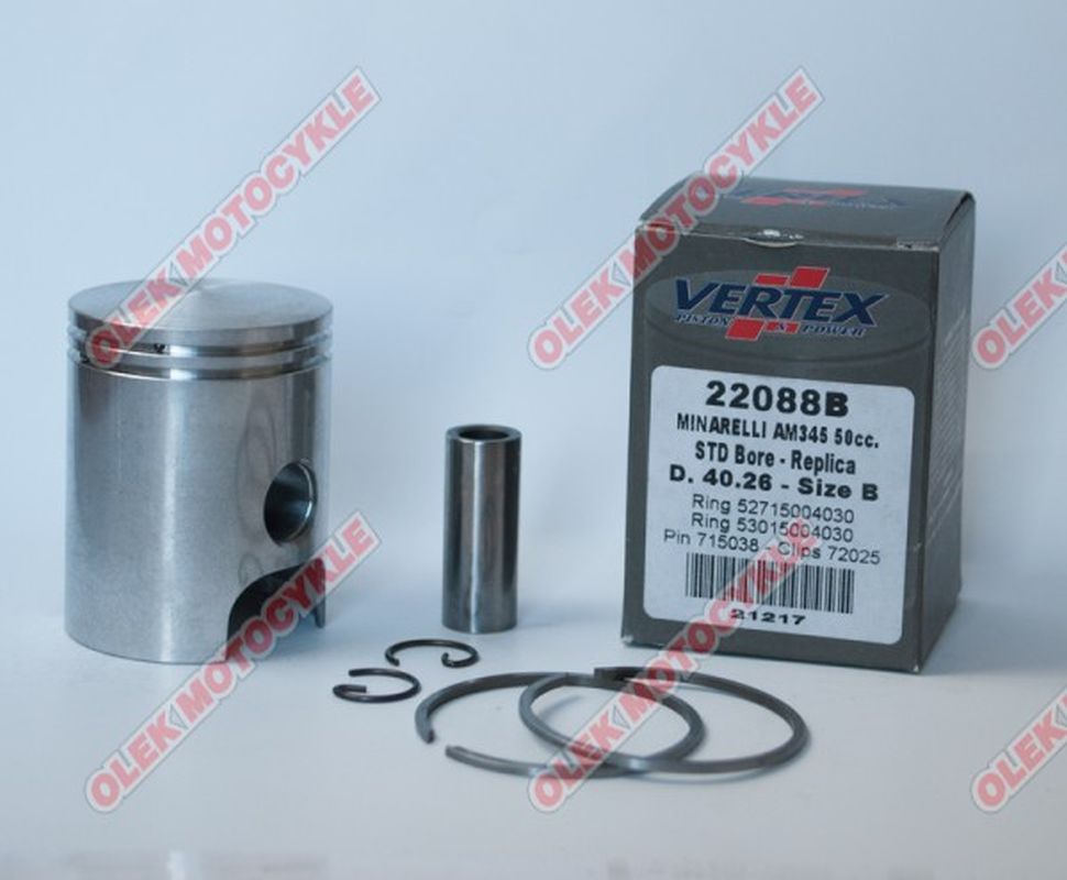 Piston VERTEX minarelli am6, APRILIA, YAMAHA (40,29mm) replica nicasil (28,00/2,00/12,00) (3015004030 x 1, 52715004030 x 1) (22088E)