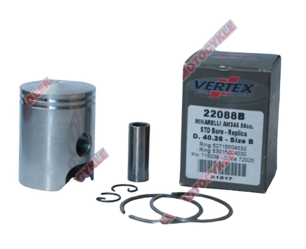 VERTEX piston MINARELLI AM6, APRILIA, YAMAHA (40.30mm) REPLICA NICASIL (28.00/2.00/12.00) (rings 53015004030 x 1, 52715004030 x 1)