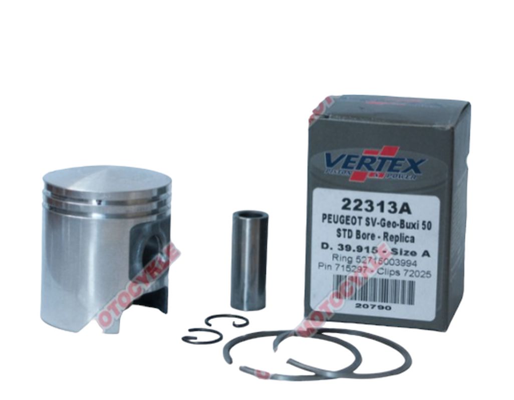 VERTEX píst PEUGEOT SV, BUXY, ELYSEO, TREKKER 50 (39,915mm) (kroužky 52715003994 X 2 ks) (22313A)