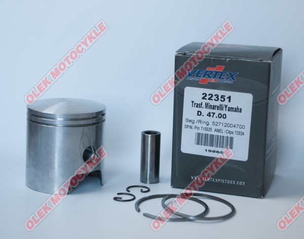 Piston VERTEX malossi (minarelli, YAMAHA) (47,40mm=+0,40) PIN10MM (2712004740 x 2) (22351040)