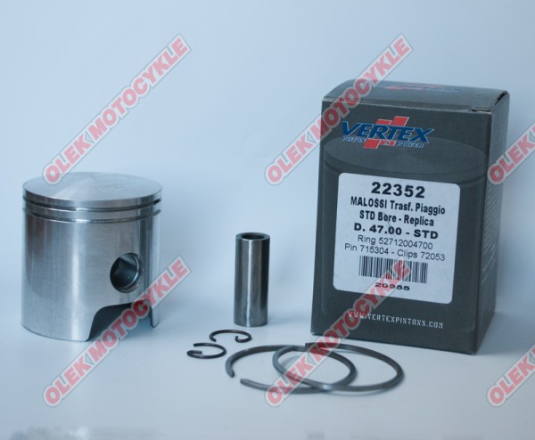Piston VERTEX malossi (PIAGGIO, GILERA) (48,00mm=+1,10) PIN12MM (2712004800 x 2) (22352100)