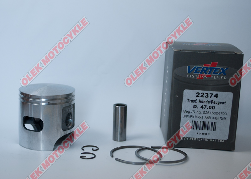Piston VERTEX top performances HONDA ,PEUGEOT 47,40 mm PIN12MM (22374040)